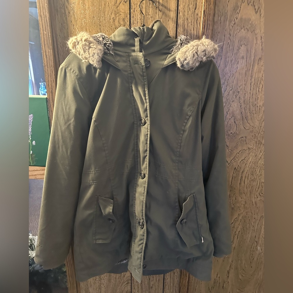 Hollister Women's Utility Jacket with Faux Fur Trim